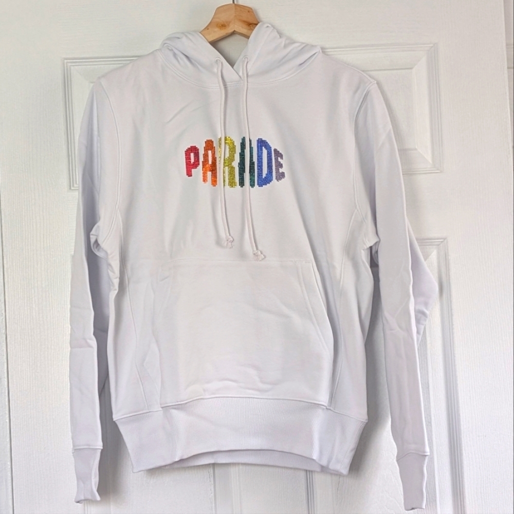 Parade White Hoodie with Rainbow Crystal Logo